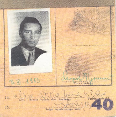 1953年のレコードの反対側にt付いているレオポルド・ティルマンドの写真、指紋、作家の署名。